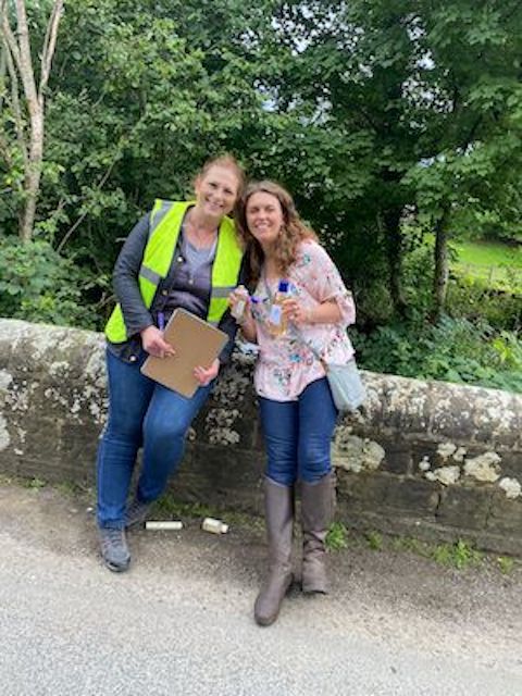 How Stean Gorge. How Stean Gorge. Volunteers Shirley and Rachel on the roadbridge, just downstream of the main beauty spot and café. The beck joins the Nidd just south of Lofthouse